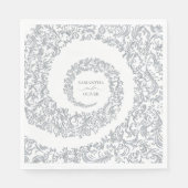 Elegant Silver Damask Wedding Servet (Voorkant)