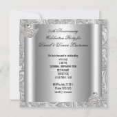 Elegant Silver Damask White Swan 25th Jubileum Kaart (Achterkant)