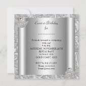 Elegant Silver Damask White Swan Birthday Party Kaart (Achterkant)
