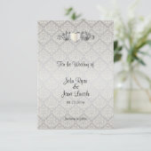 Elegant Silver Damasstijl Save The Date (Staand voorkant)