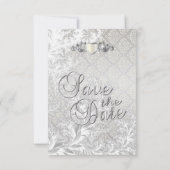 Elegant Silver Damasstijl Save The Date (Achterkant)