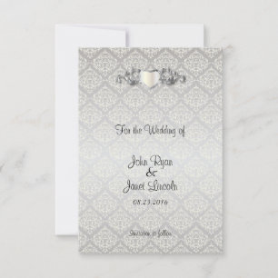 Elegant Silver Damasstijl Save The Date