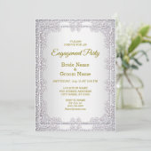 Elegant Silver Decorative Verloving Invitation Kaart (Staand voorkant)