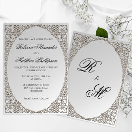 Elegant Silver Decorative Wedding Kaart