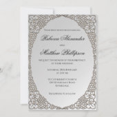 Elegant Silver Decorative Wedding Kaart (Voorkant)