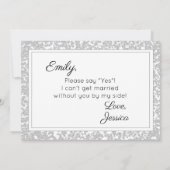 Elegant Silver Diamond Glitter Bridesmaid Kaart (Achterkant)