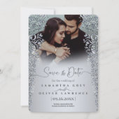 Elegant Silver Diamond Save the Date Kaart (Voorkant)