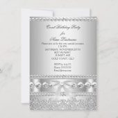 Elegant Silver Diamond White Lace Party Kaart (Achterkant)