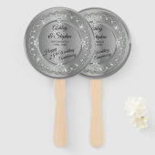 Elegant Silver Diamonds 25th Wedding Jubileum Handwaaier (Voorkant en achterkant)