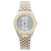 Elegant Silver Diamonds 25th Wedding Jubileum Horloge (Voorkant)