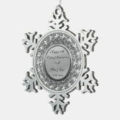 Elegant Silver Diamonds 50th Wedding Jubileum Tin Sneeuwvlok Ornament (Rechts)