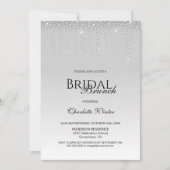 Elegant Silver Diamonds Bridal Brunch Kaart (Voorkant)