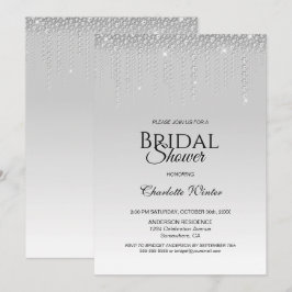 Elegant Silver Diamonds Bridal Shower Kaart