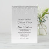 Elegant Silver Diamonds Wedding Kaart (Staand voorkant)