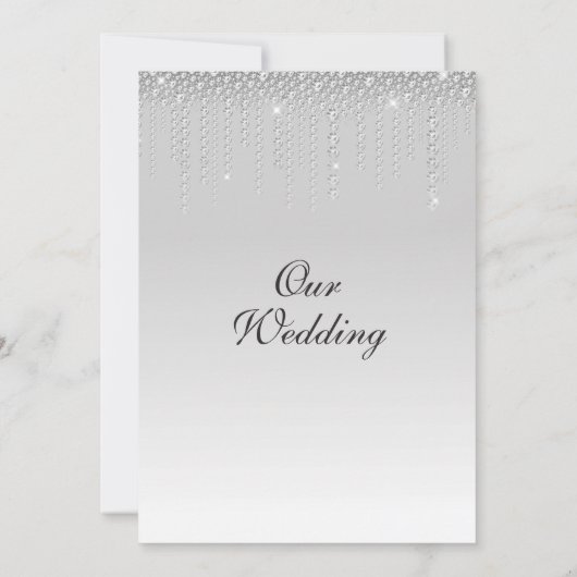 Elegant Silver Diamonds Wedding Kaart (Achterkant)