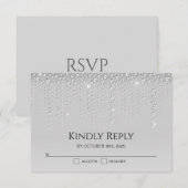Elegant Silver Diamonds Wedding RSVP Kaart (Voorkant / Achterkant)
