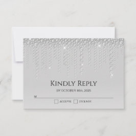 Elegant Silver Diamonds Wedding RSVP Kaart