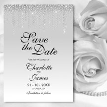 Elegant Silver Diamonds Wedding Save the Date