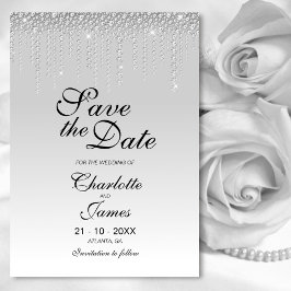 Elegant Silver Diamonds Wedding Save the Date