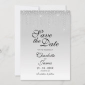 Elegant Silver Diamonds Wedding Save the Date (Voorkant)