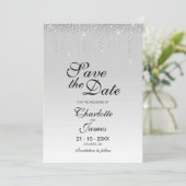 Elegant Silver Diamonds Wedding Save the Date (Staand voorkant)