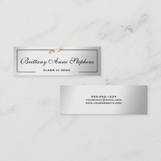 Elegant Silver Diploma Name Kaart Insert Contactkaartje (Voorkant / Achterkant)
