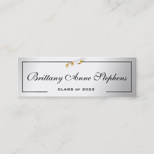 Elegant Silver Diploma Name Kaart Insert Contactkaartje (Voorkant)