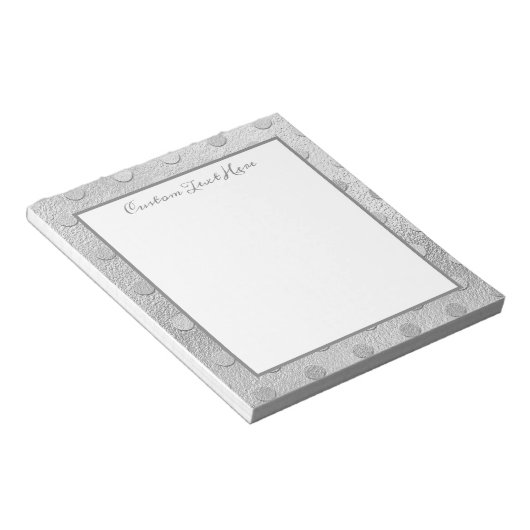 Elegant Silver Dot Pattern Glam op maat Notitieblok (Schuin)