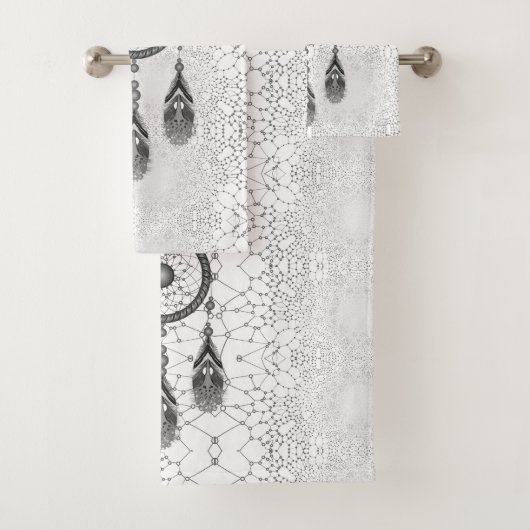 Elegant Silver Dreamcatcher Abstract Bath Bad Handdoek (Insitu)