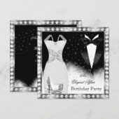 Elegant Silver Dress Black Stropdas Birthday Party Kaart (Voorkant / Achterkant)