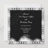 Elegant Silver Dress Black Stropdas Birthday Party Kaart (Achterkant)