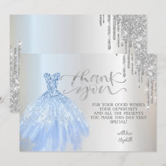 Elegant Silver Drift Chic Dress Bedankkaart (Voorkant / Achterkant)