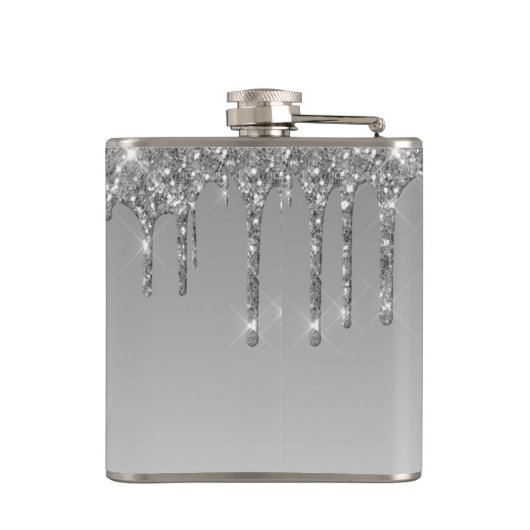 Elegant Silver Driving Faux Glitter Monogram Heupfles (Achterkant)