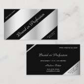 Elegant Silver Effect Black Corners openen uren Visitekaartje (Voorkant / Achterkant)