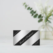 Elegant Silver Effect Black Corners openen uren Visitekaartje (Staand voorkant)