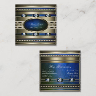 Elegant Silver Effect Blue en Green Marble Patten Vierkante Visitekaartje