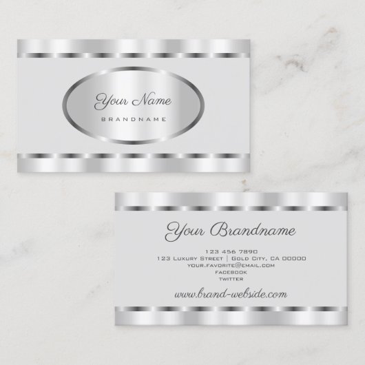 Elegant Silver Effect met Light Grey Professional Visitekaartje (Voorkant / Achterkant)
