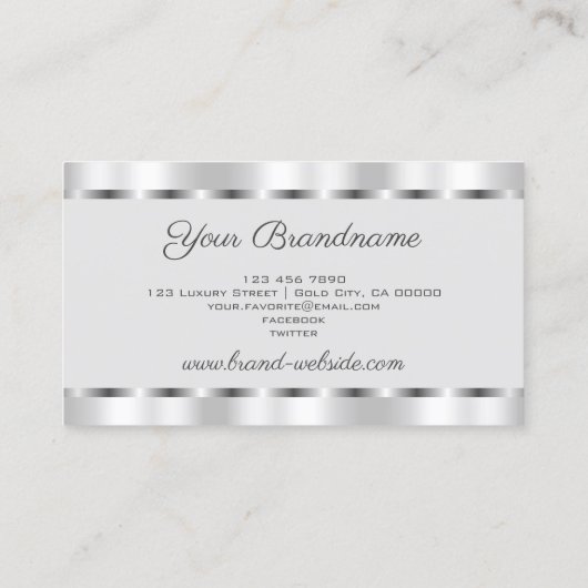 Elegant Silver Effect met Light Grey Professional Visitekaartje (Achterkant)