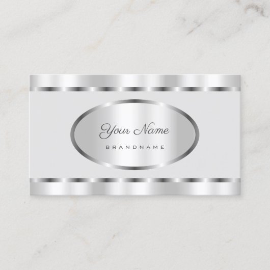 Elegant Silver Effect met Light Grey Professional Visitekaartje (Voorkant)
