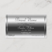 Elegant Silver Effect Moderne Monogram Professiona Visitekaartje (Achterkant)
