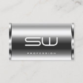 Elegant Silver Effect Moderne Monogram Professiona Visitekaartje (Voorkant)