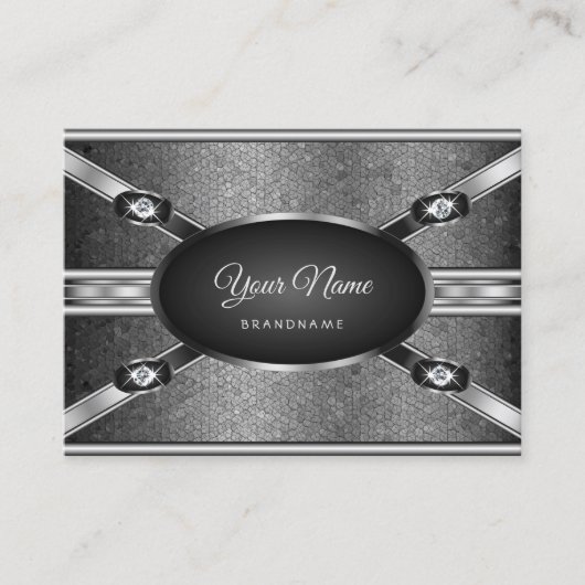 Elegant Silver Effect Pattern en Faux Rhinestones Visitekaartje (Voorkant)