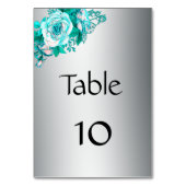 Elegant Silver en Aqua Rozen Wedding Kaart (Achterkant)
