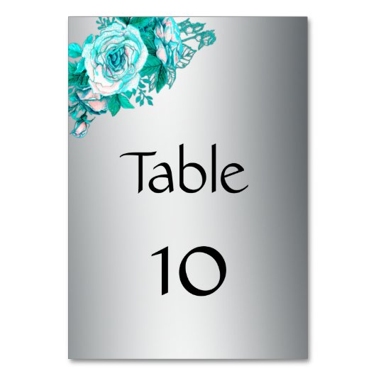 Elegant Silver en Aqua Rozen Wedding Kaart (Voorkant)