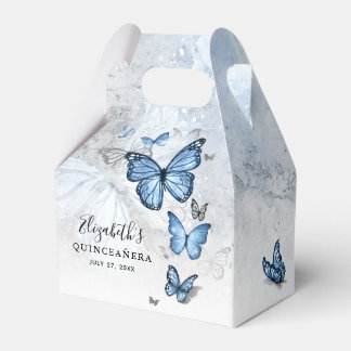 Elegant Silver en Baby Blue Butterfly Sjabloon Bedankdoosjes