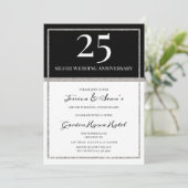 Elegant Silver en Black 25th Wedding Jubileum Kaart (Staand voorkant)