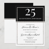 Elegant Silver en Black 25th Wedding Jubileum Kaart (Voorkant / Achterkant)