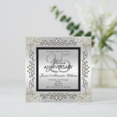 Elegant Silver en Black 25th Wedding Jubileum Kaart (Staand voorkant)