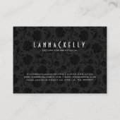 Elegant Silver en Black Floral Damaskers Visitekaartje (Achterkant)