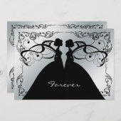 Elegant Silver en Black Gay Lesbian Wedding Invit Kaart (Voorkant / Achterkant)